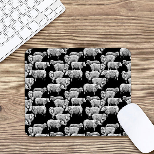Black And White Sheep Pattern Print Mouse Pad