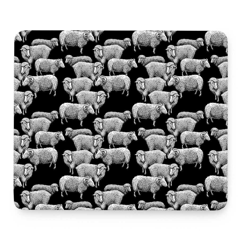 Black And White Sheep Pattern Print Mouse Pad