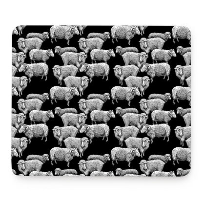 Black And White Sheep Pattern Print Mouse Pad