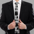 Black And White Sheep Pattern Print Necktie