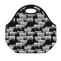 Black And White Sheep Pattern Print Neoprene Lunch Bag
