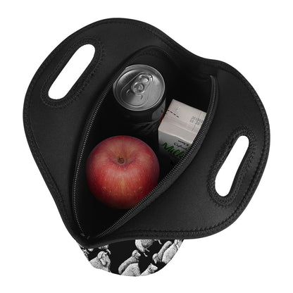 Black And White Sheep Pattern Print Neoprene Lunch Bag