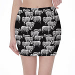 Black And White Sheep Pattern Print Pencil Mini Skirt
