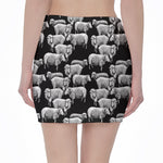 Black And White Sheep Pattern Print Pencil Mini Skirt
