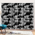 Black And White Sheep Pattern Print Pencil Pleat Curtains