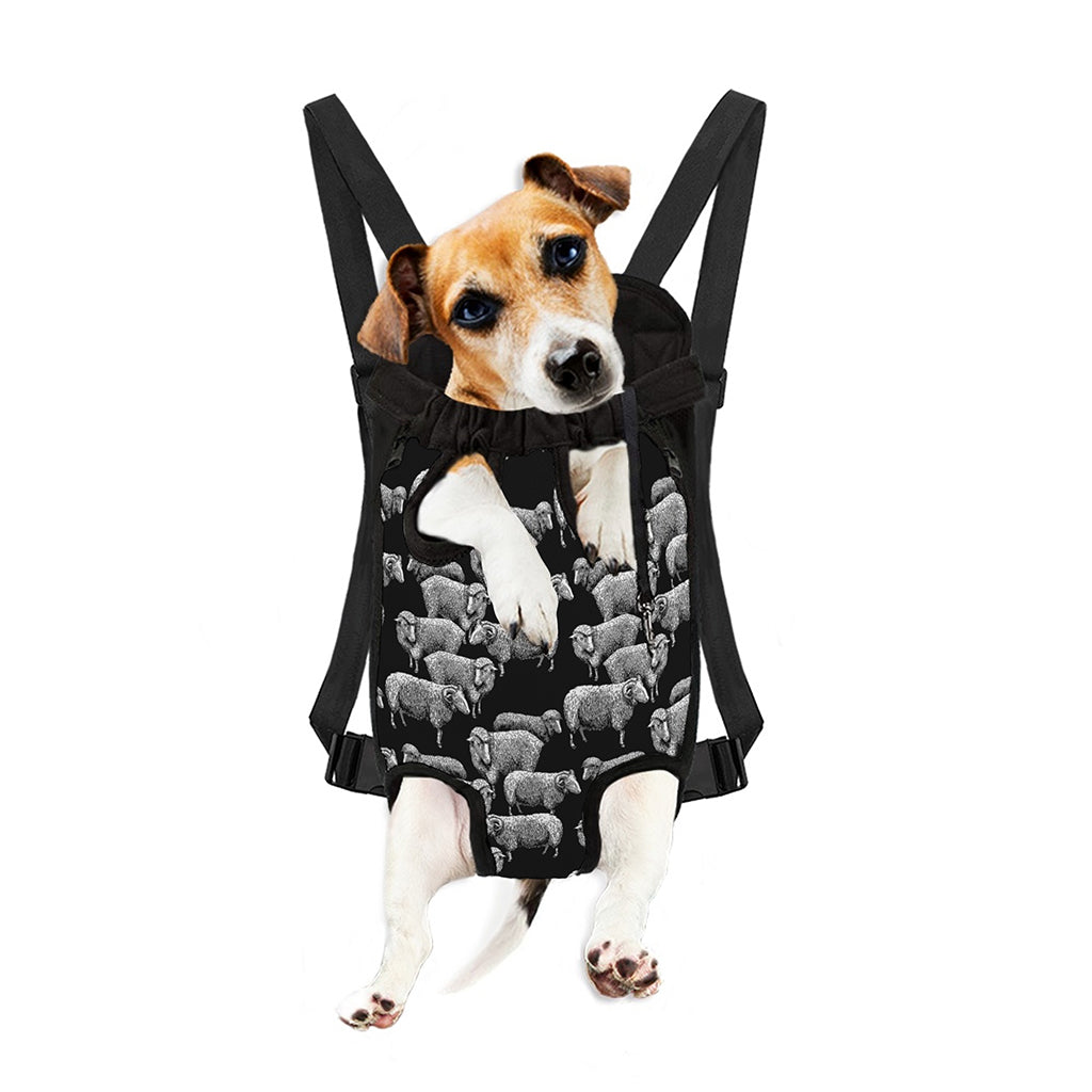 Black And White Sheep Pattern Print Pet Carrier Backpack