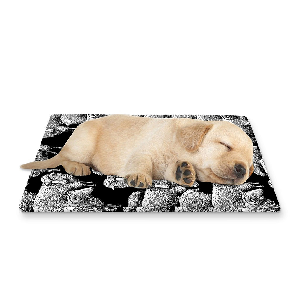 Black And White Sheep Pattern Print Pet Cooling Mat Cover