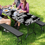 Black And White Sheep Pattern Print Picnic Table Cover
