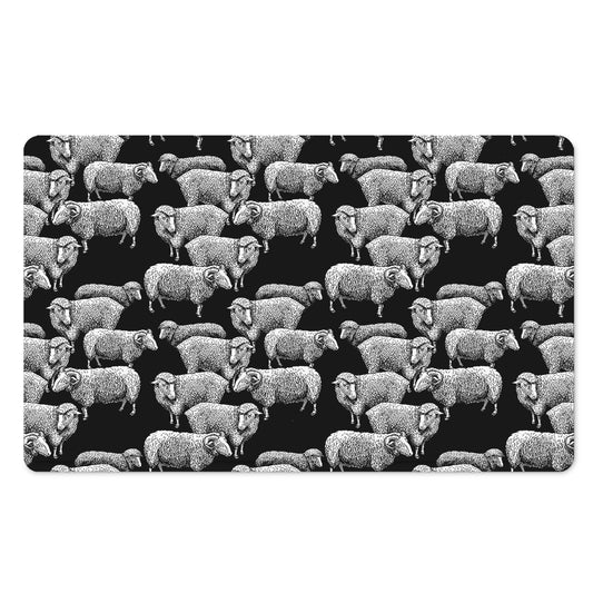Black And White Sheep Pattern Print Polyester Doormat