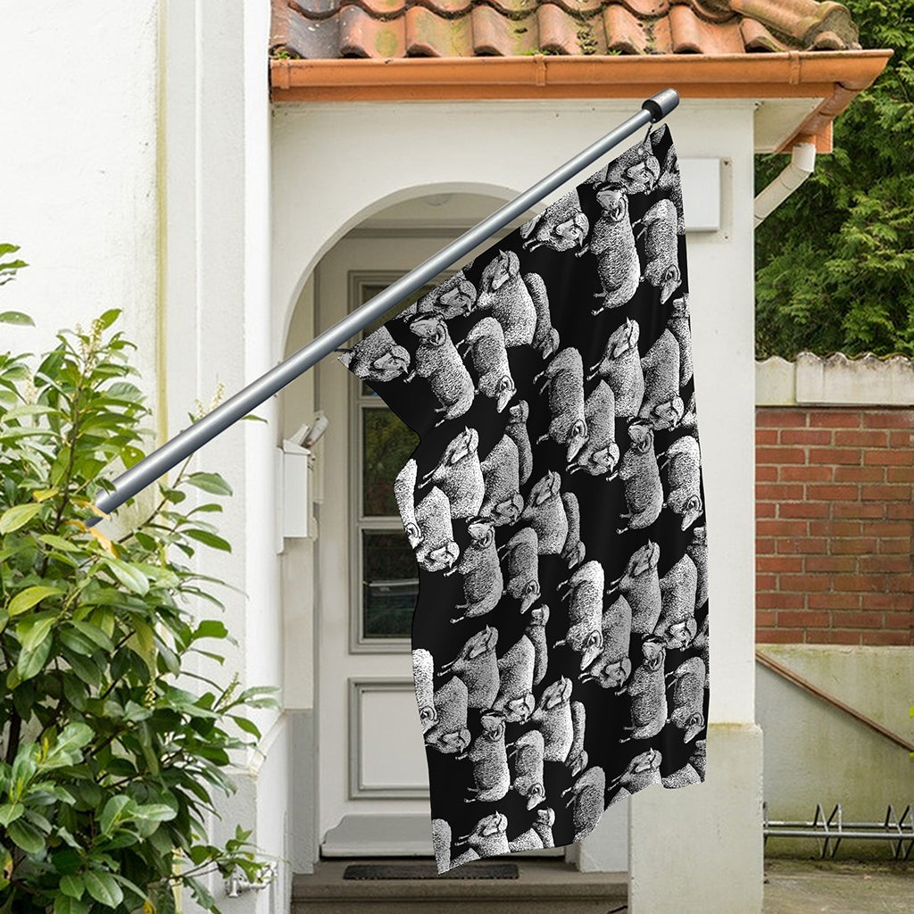 Black And White Sheep Pattern Print Polyester Flag