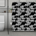 Black And White Sheep Pattern Print Polyester Shower Curtain