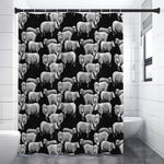 Black And White Sheep Pattern Print Premium Shower Curtain