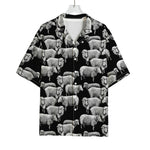 Black And White Sheep Pattern Print Rayon Hawaiian Shirt