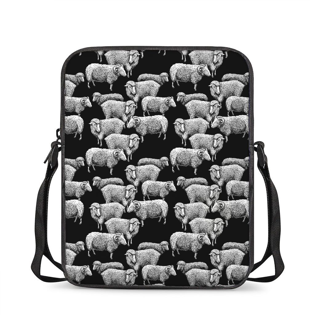 Black And White Sheep Pattern Print Rectangular Crossbody Bag