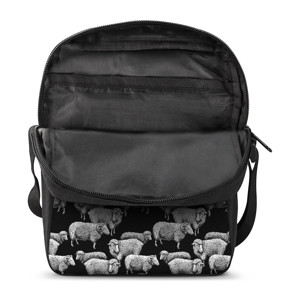 Black And White Sheep Pattern Print Rectangular Crossbody Bag