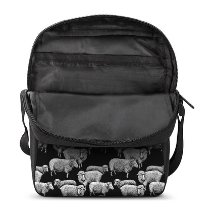 Black And White Sheep Pattern Print Rectangular Crossbody Bag