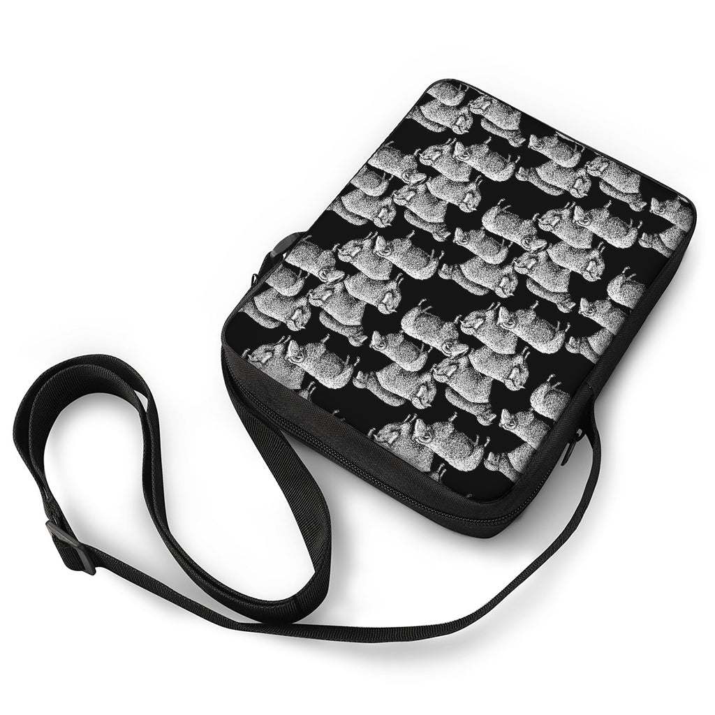 Black And White Sheep Pattern Print Rectangular Crossbody Bag