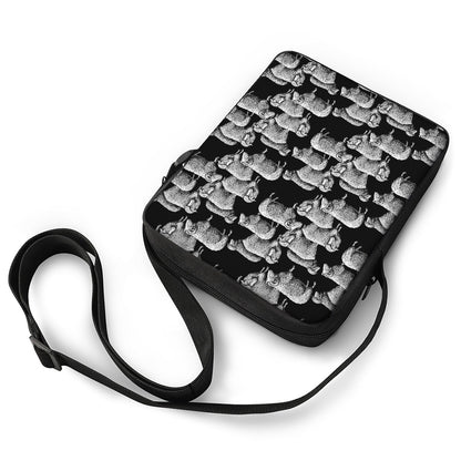 Black And White Sheep Pattern Print Rectangular Crossbody Bag