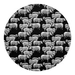 Black And White Sheep Pattern Print Round Blanket