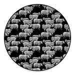 Black And White Sheep Pattern Print Round Floor Mat