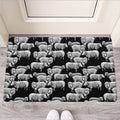 Black And White Sheep Pattern Print Rubber Doormat