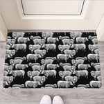 Black And White Sheep Pattern Print Rubber Doormat