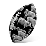 Black And White Sheep Pattern Print Rugby Ball