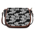 Black And White Sheep Pattern Print Saddle Bag