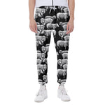 Black And White Sheep Pattern Print Scuba Joggers