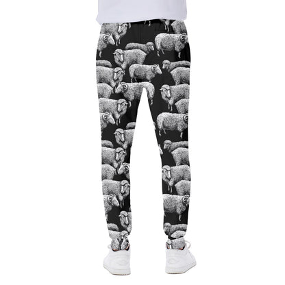 Black And White Sheep Pattern Print Scuba Joggers