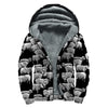 Black And White Sheep Pattern Print Sherpa Lined Zip Up Hoodie