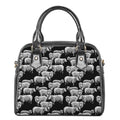 Black And White Sheep Pattern Print Shoulder Handbag