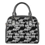 Black And White Sheep Pattern Print Shoulder Handbag