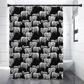 Black And White Sheep Pattern Print Shower Curtain