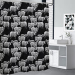 Black And White Sheep Pattern Print Shower Curtain