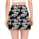 Black And White Sheep Pattern Print Side Slit Mini Skirt