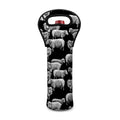 Black And White Sheep Pattern Print Single Neoprene Wine Tote