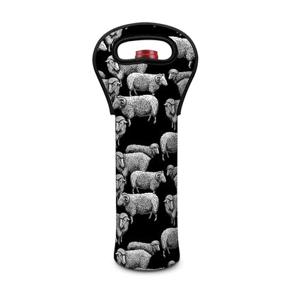 Black And White Sheep Pattern Print Single Neoprene Wine Tote