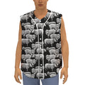 Black And White Sheep Pattern Print Sleeveless Baseball Jersey