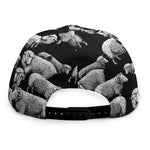 Black And White Sheep Pattern Print Snapback Cap