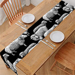 Black And White Sheep Pattern Print Table Runner