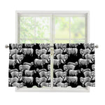 Black And White Sheep Pattern Print Tier Curtains