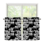 Black And White Sheep Pattern Print Tier Curtains