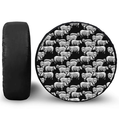 Black And White Sheep Pattern Print Tire Cover