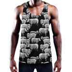 Black And White Sheep Pattern Print Training Tank Top