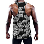Black And White Sheep Pattern Print Training Tank Top