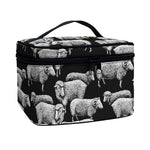 Black And White Sheep Pattern Print Travel Makeup Bag