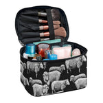 Black And White Sheep Pattern Print Travel Makeup Bag