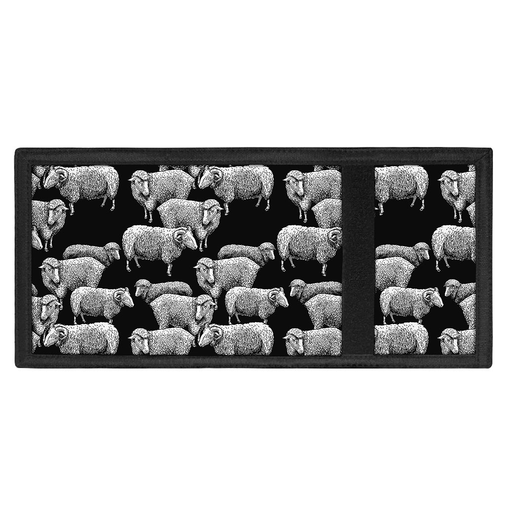 Black And White Sheep Pattern Print Trifold Wallet