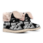 Black And White Sheep Pattern Print Winter Boots